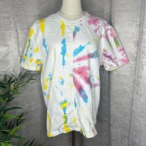 NEW Zara Multicolored Tie Dye Relaxed Fit Crew Neck Tee Mens Sz Small